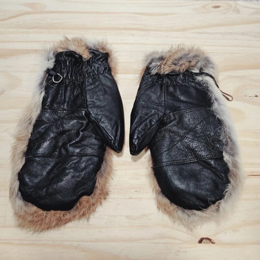 Beaver Universal King Saur Men's Fur Mittens Leather Palm 9" - Picture 2 of 10